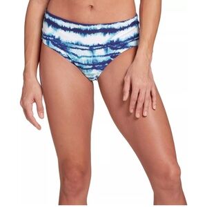CALIA Women's Wide Band Mid Rise Bikini - Blue Watercolor Striped.    XL.    NWT